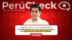 Es falso que el presupuesto del Gobierno Regional de Junín sea de entre S/1 millón y S/1,1 millones, como afirmó Dimas Aliaga